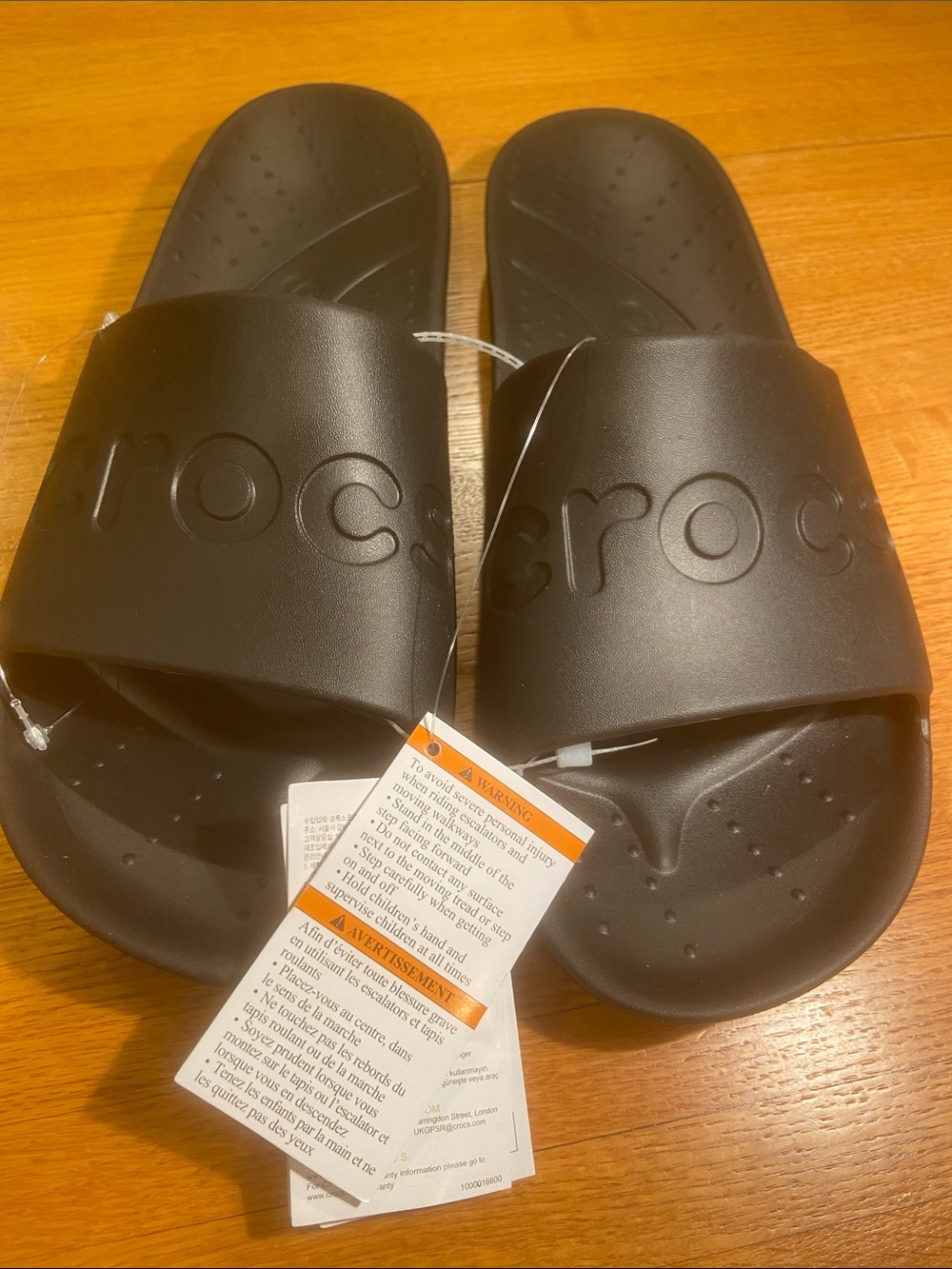 CROCS Black Slide Sandals with Embossed Logo